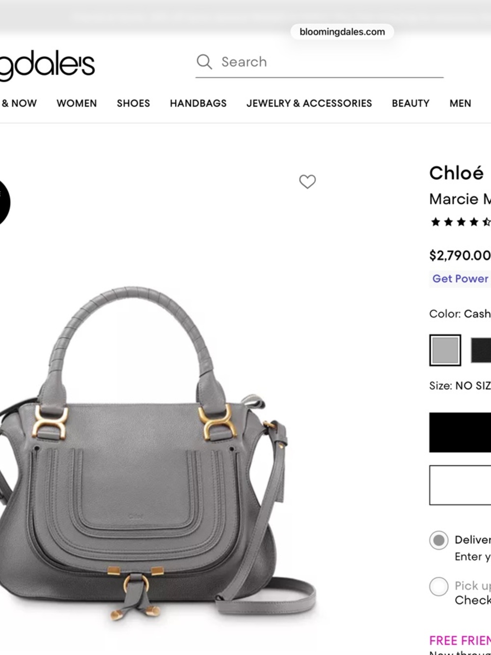 Chloé Marcie Medium Leather Shoulder Bag — Gray with Gold Hardware - Picture 10 of 10